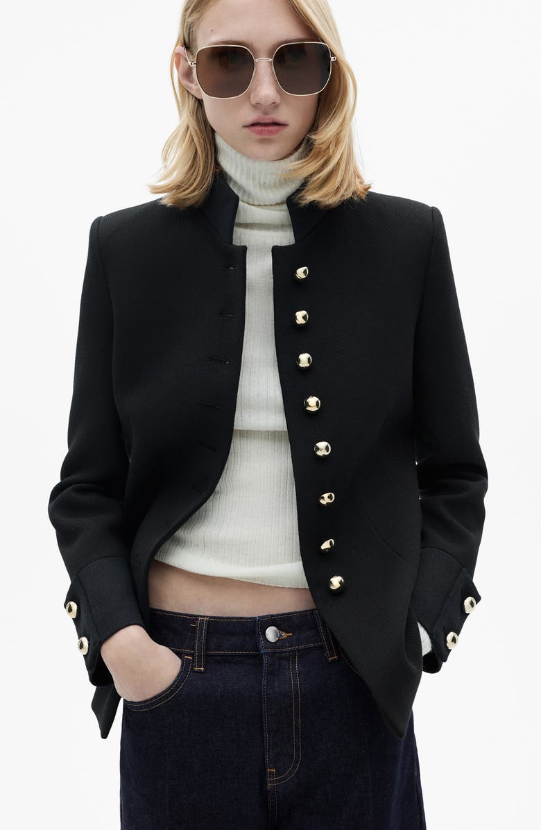 MANGO Mandarin Collar Cotton Blend Jacket, Alternate, color, 