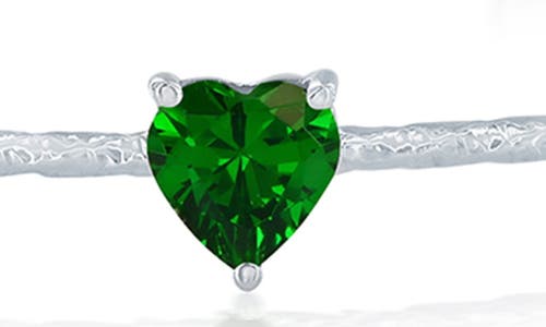 Simona Birthstone Cubic Zirconia Heart Open Cuff Bracelet In Green