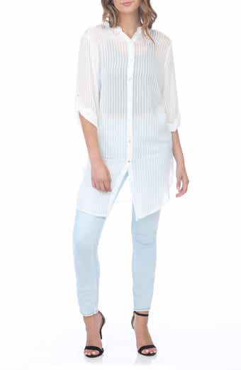 RAIN AND ROSE Semi Sheer Stripe Tunic