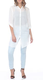 RAIN AND ROSE Semi Sheer Stripe Tunic