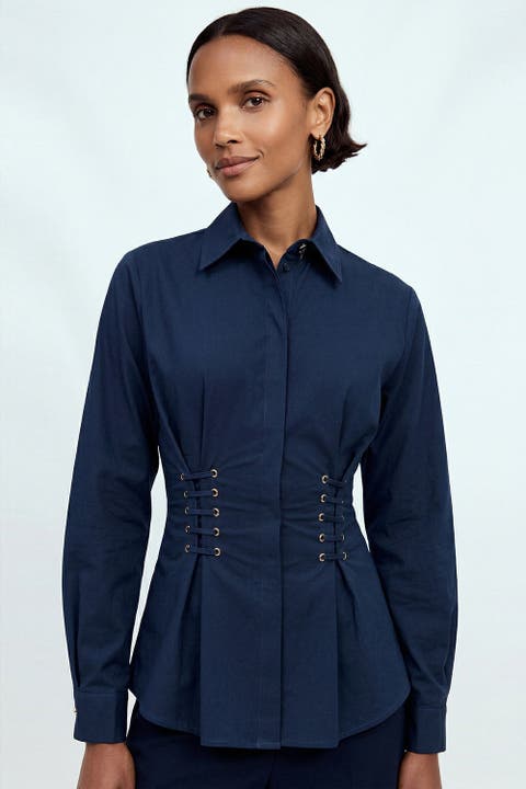 Miya Eyelet Lace Up Waist Shirt
