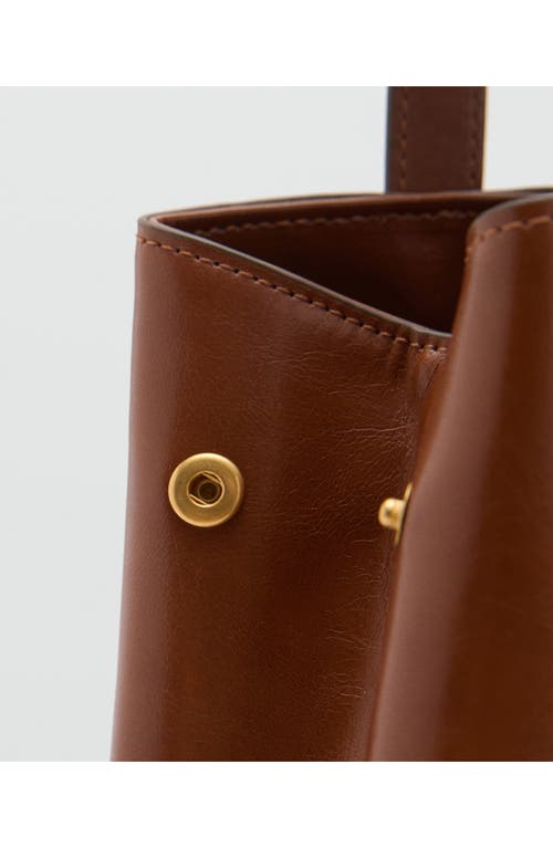 Mango Large Faux Leather Shoulder Bag In Brown