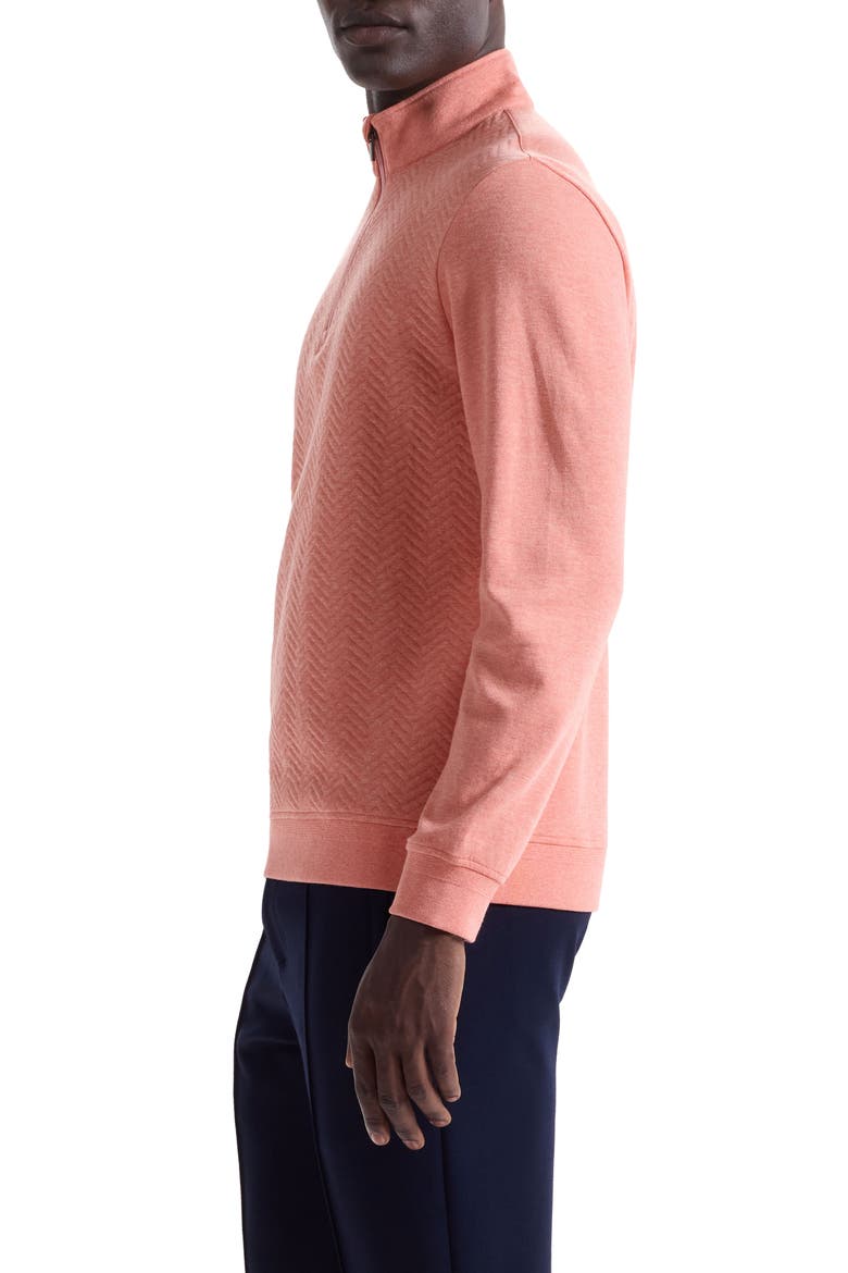 Chevron Quarter Zip Cotton Blend Pullover, Alternate, color, CORAL