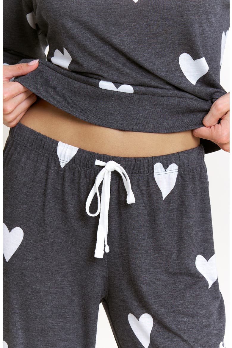 Star Seeker Brushed Jersey Pajamas, Alternate, color, NOIR HEARTS