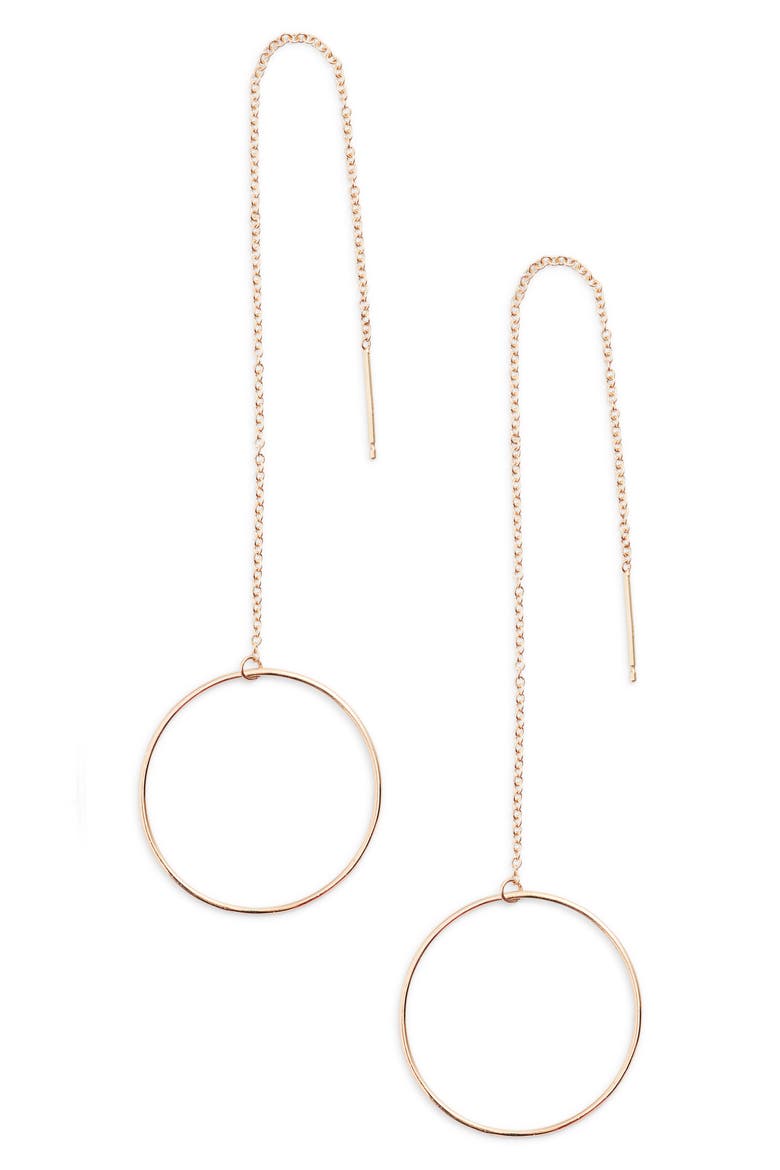 Open Circle Threader Earrings, Main, color, GOLD