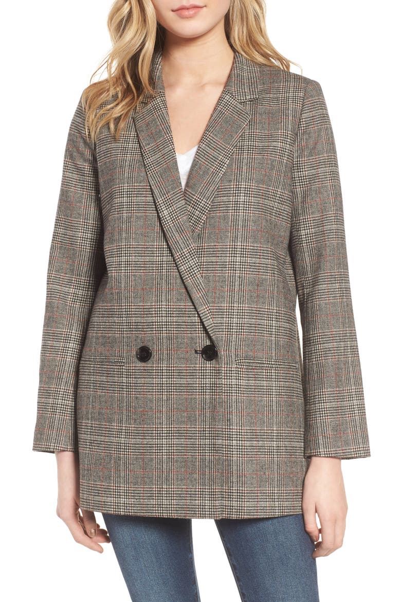 Oversize Plaid Blazer, Main, color, B BROWN PLAID