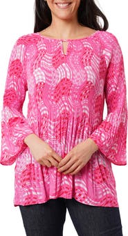 SUNNY LEIGH Pleated Keyhole Top