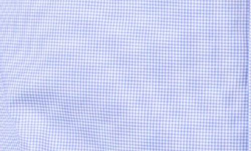 Tailorbyrd Micro Gingham Stretch Cotton Button-up Shirt In Light Blue