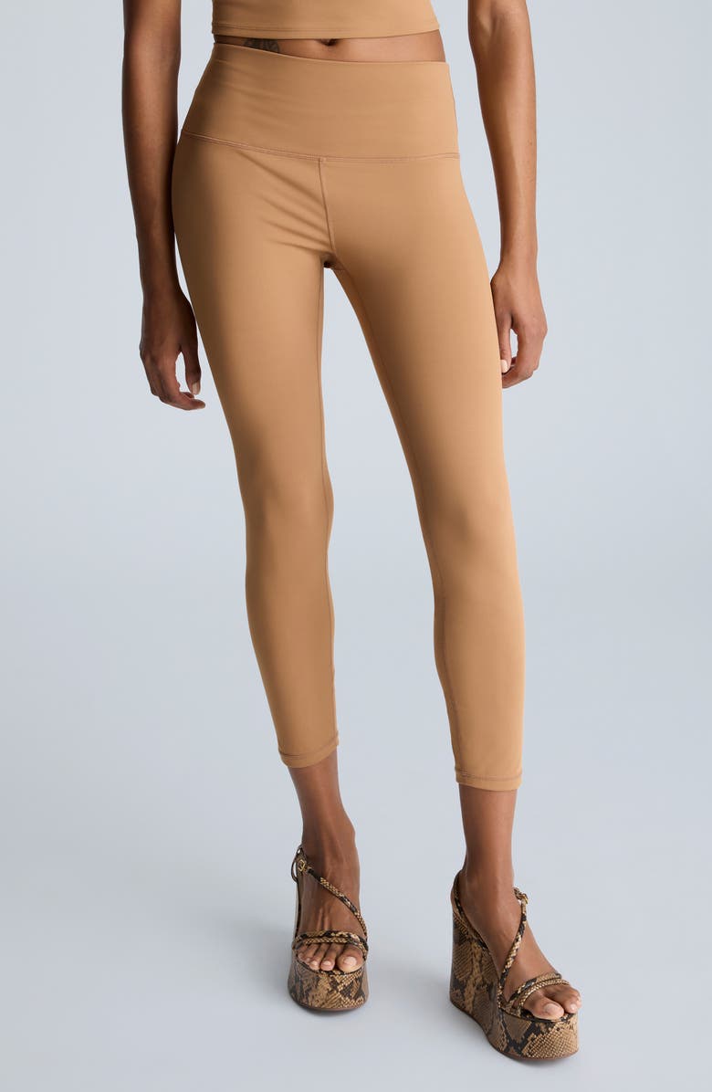 Kenneth Cole High Waist 7/8 Crop Leggings, Alternate, color, Dark Honey