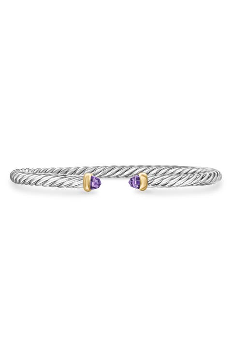 Cable Flex Bracelet in Sterling Silver with 14K Yellow Gold, 4mm