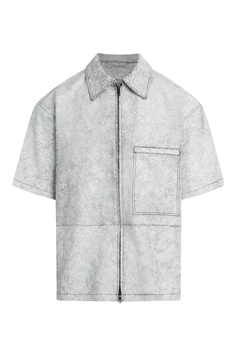 Leather Zip Front Shirt, Alternate, color, CRACKED WHITE