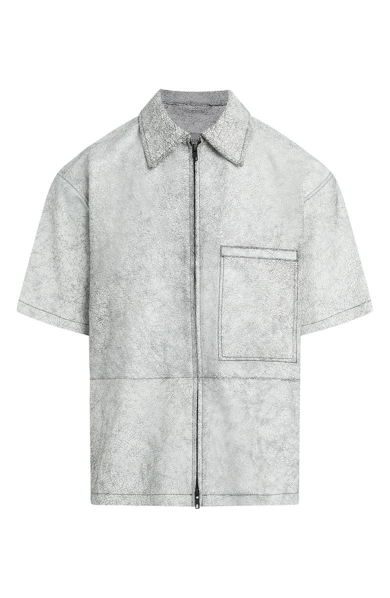 Hudson Jeans Leather Zip Front Shirt, Alternate, color, Cracked White