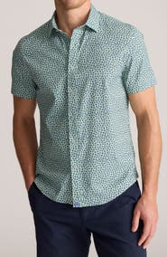 UNTUCKit Leaf Print Short Sleeve Performance Button-Up Shirt