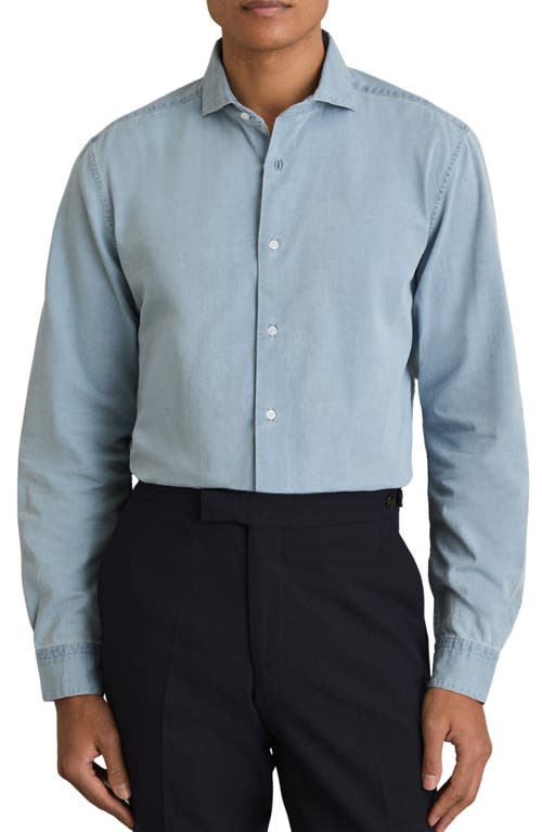 Reiss Draper Cotton Denim Button-up Shirt In Blue