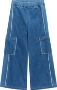 Tractr Kids' Wide Leg Cargo Jeans