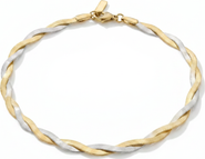 Bliss Diamond Amina Anklet 18k Mixed Metal 10" 6mm Total Width Herringbone Chain