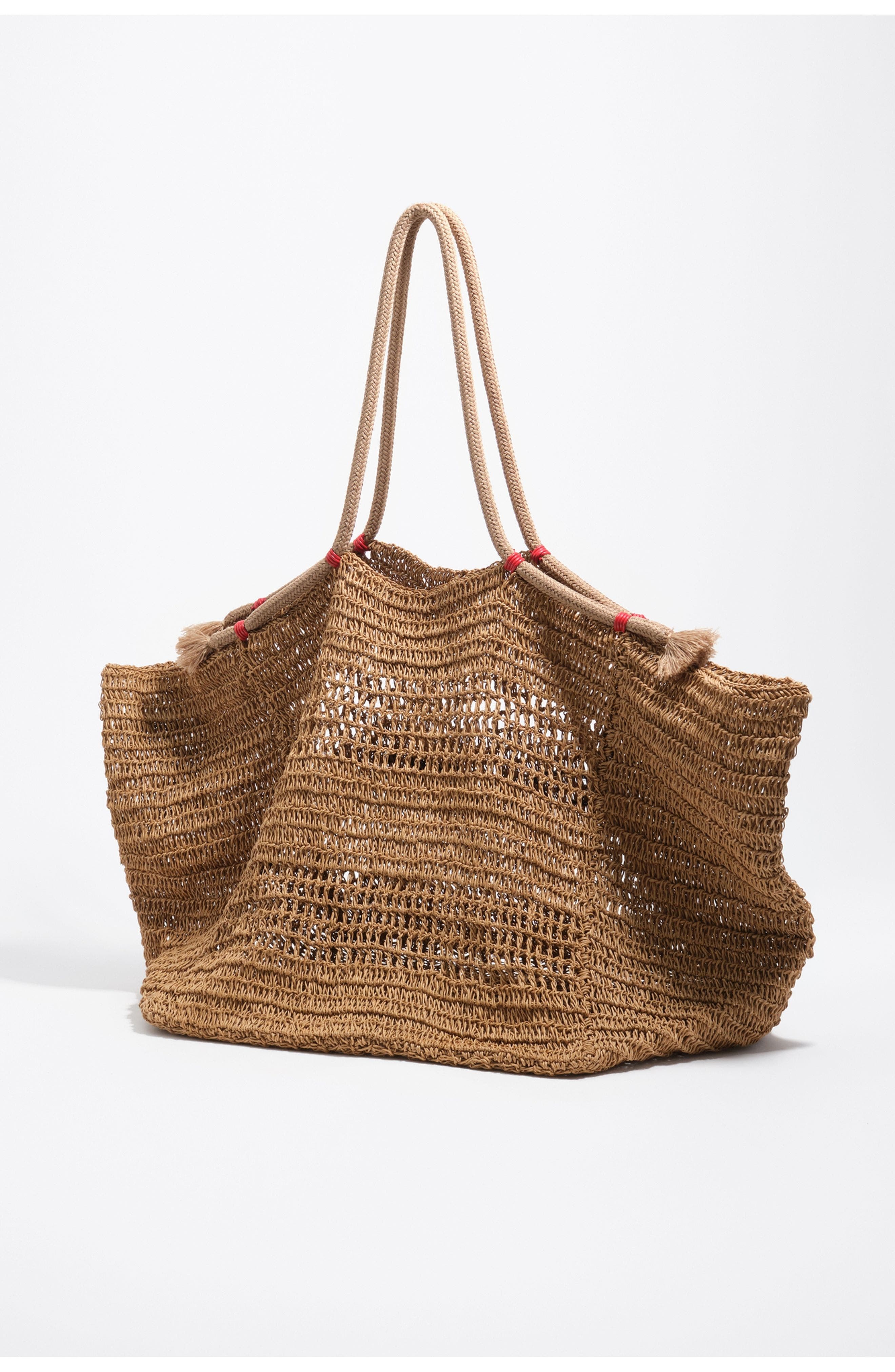 Large Paper Shoulder Bag, Alternate, color, DARK NATURAL