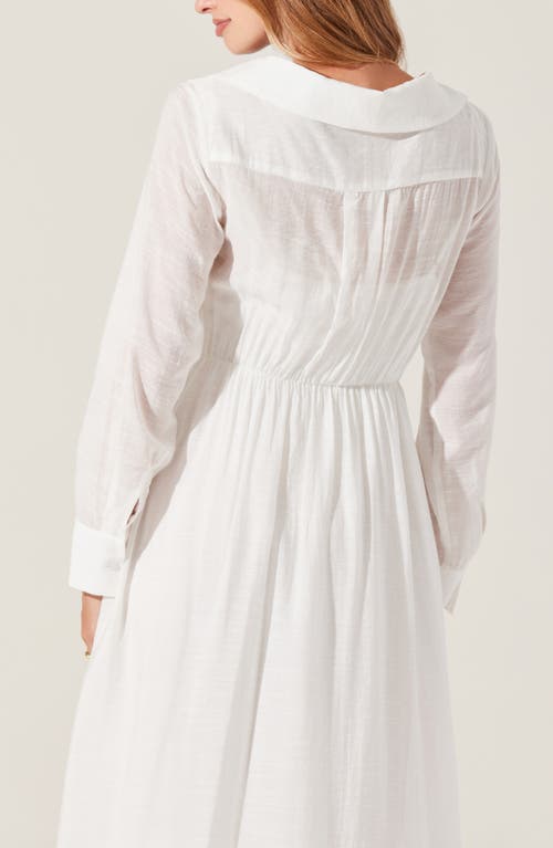 Astr The Label Diell Pintuck Detail Long Sleeve Shirtdress In White