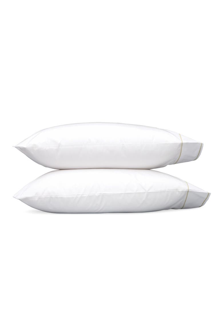 Ansonia Set of 2 500 Thread Count Pillowcases, Main, color, WHITE/ ALMOND