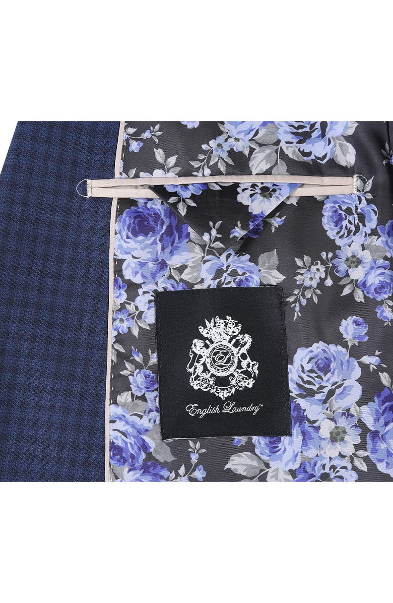 English Laundry Plaid Trim Fit Wool Blend Two-Piece Suit, Alternate, color, Navy