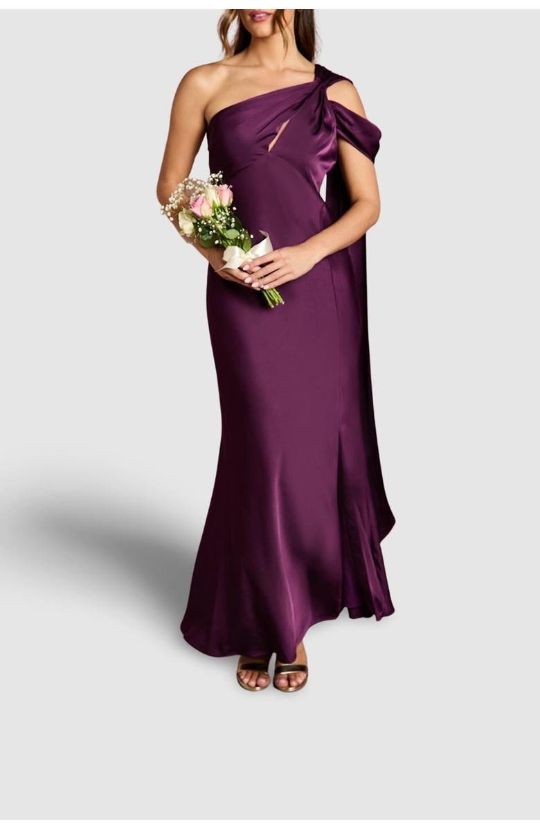 Coast Satin Fishtail Maxi Dress, Alternate, color, Grape