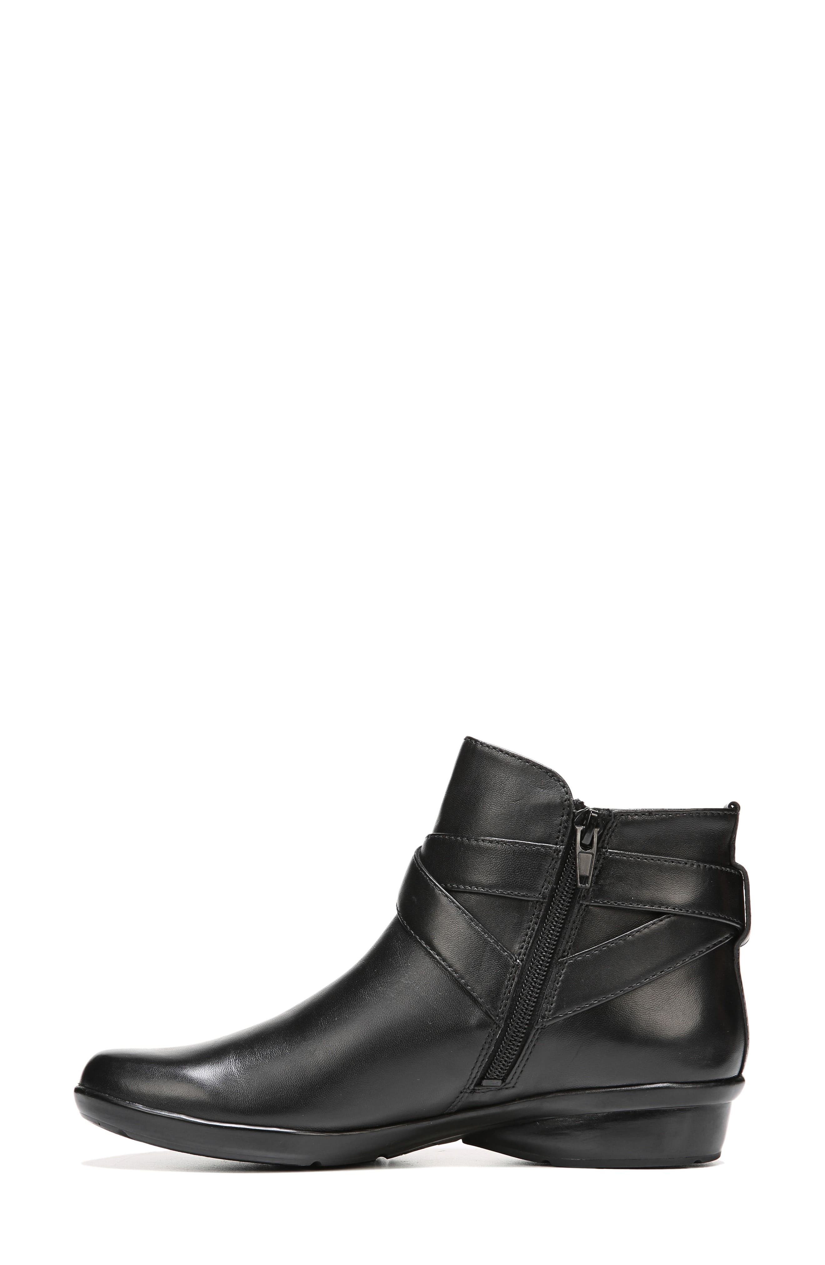 Cassandra Buckle Strap Bootie, Alternate, color, BLACK LEATHER