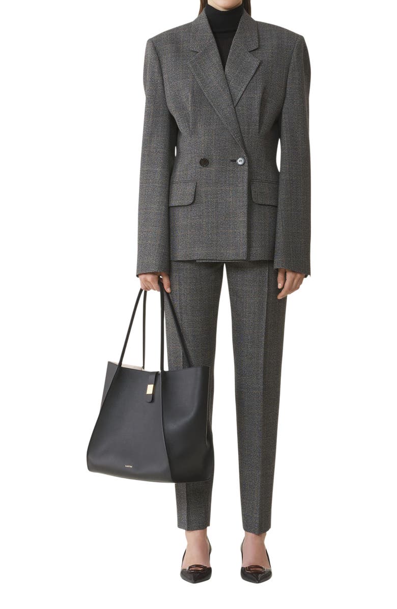 Lanvin Double-Breasted Tailored Jacket In Prince Of Wales Wool, Main, color, Dark Grey Melange