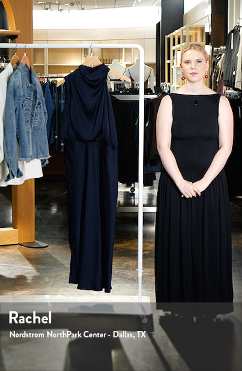 Anabelle Mock Neck Satin Midi Dress, sales video thumbnail