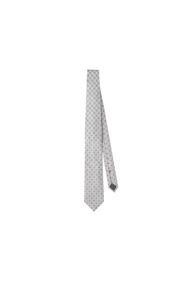 Geometric patterned silk tie, Alternate, color, Light Grey