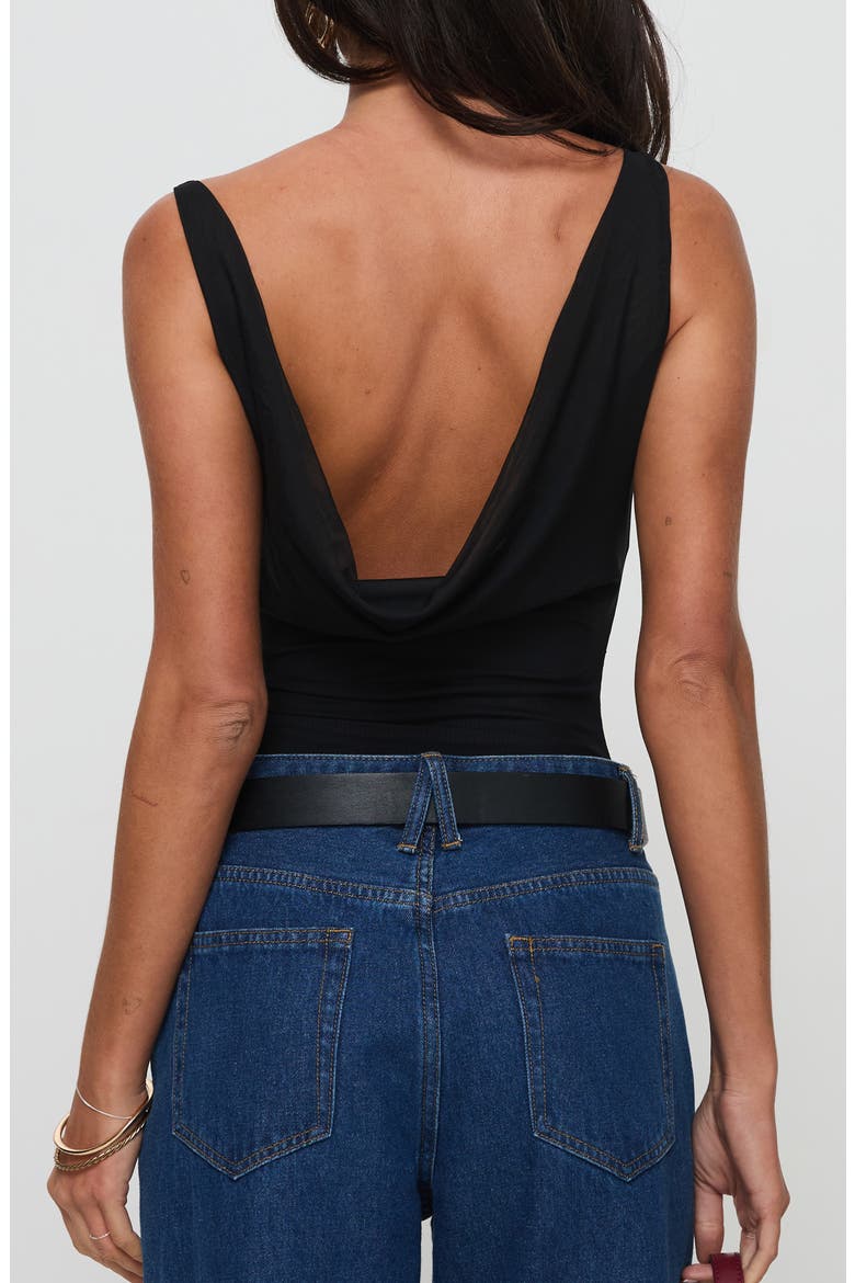 Axton Cowl Neck Bodysuit, Alternate, color, BLACK