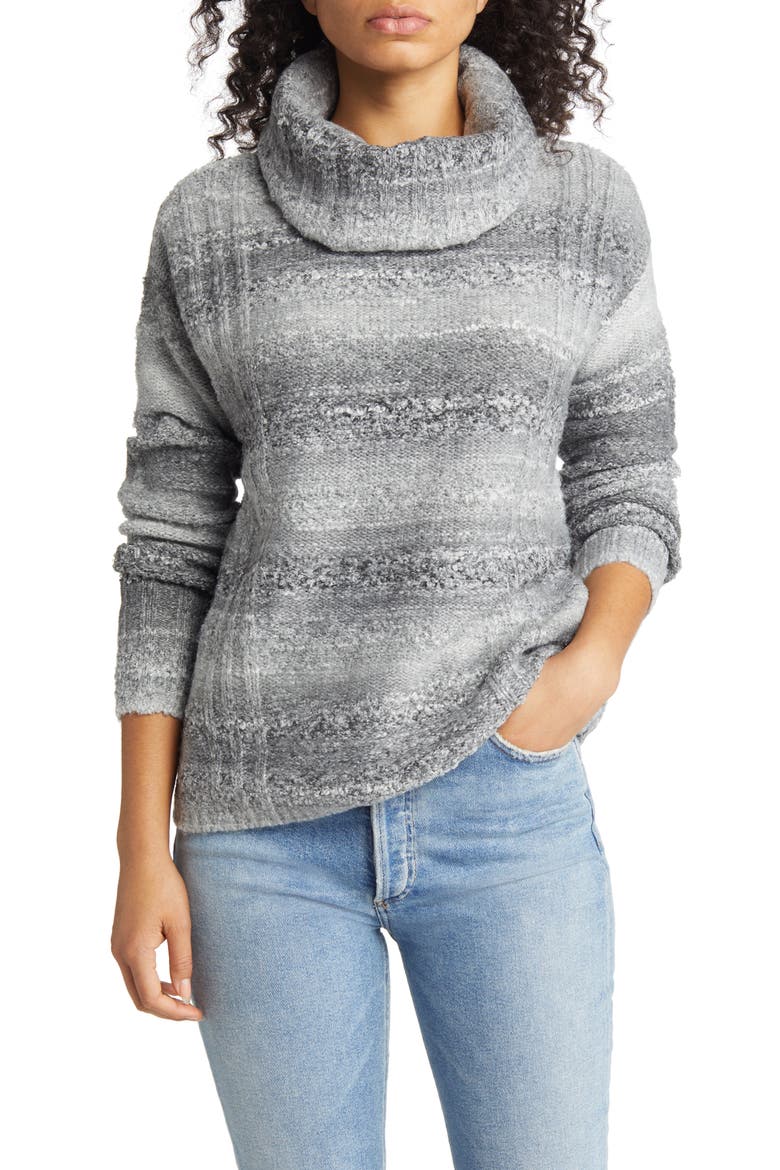 Space Dye Turtleneck Sweater, Main, color, GREY COMBO