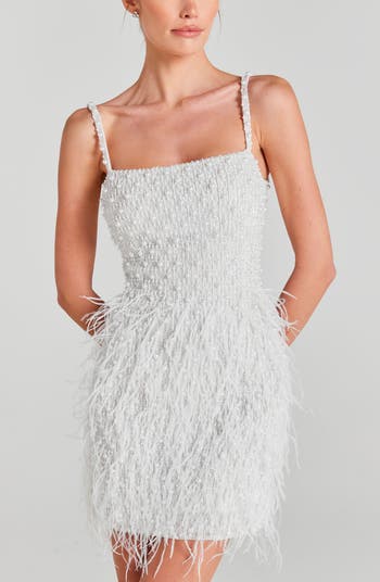 Carrie Feather & Bead Cocktail Minidress