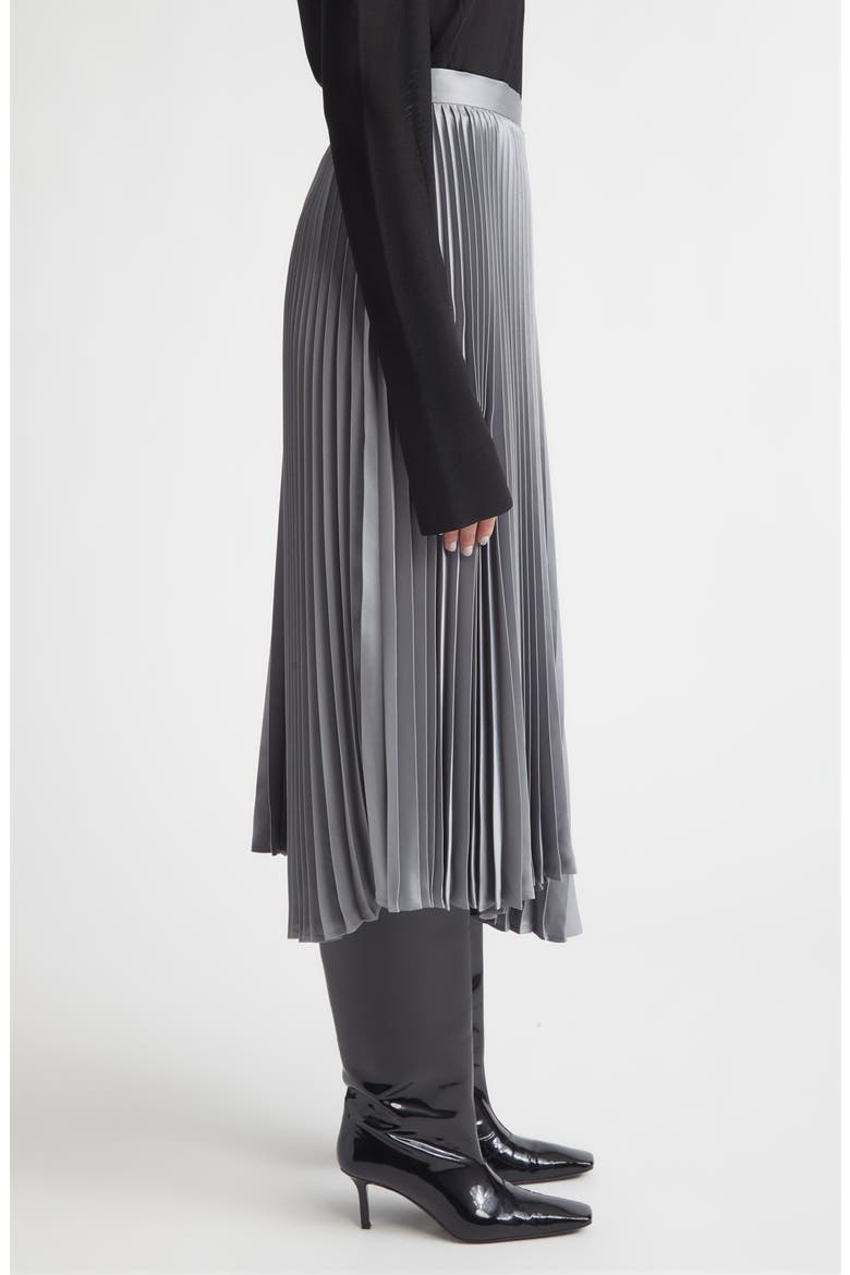 Metallic Fluid Twill Plissé Midi Skirt, Alternate, color, VOLCANIC GLASS