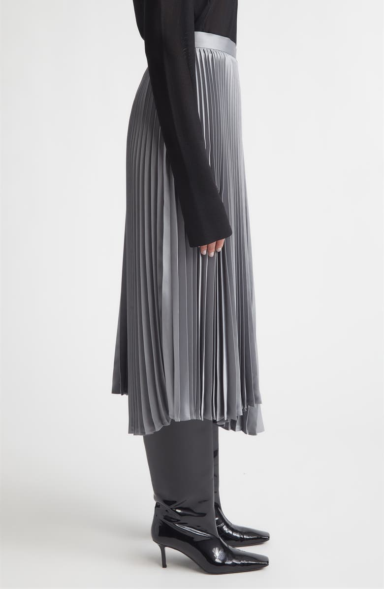 Jil Sander Metallic Fluid Twill Plissé Midi Skirt, Alternate, color, Volcanic Glass
