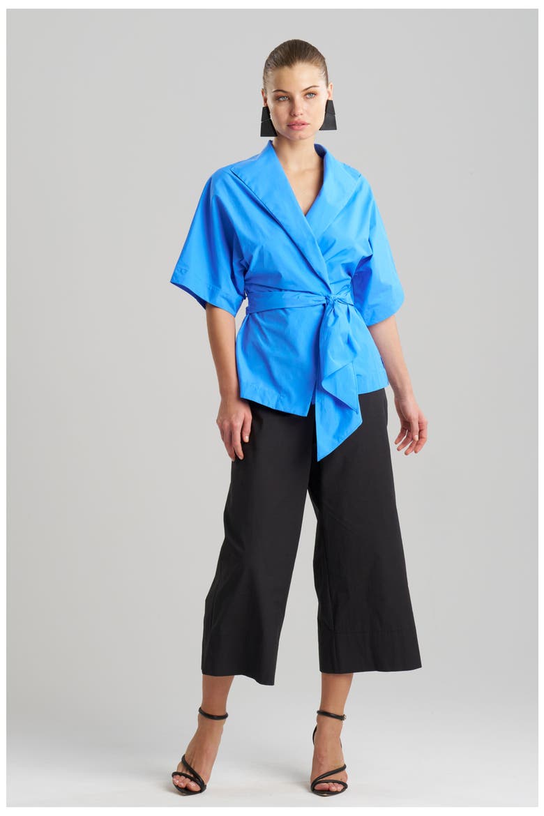 Techno Poplin Wrap Top, Main, color, ASTER BLUE