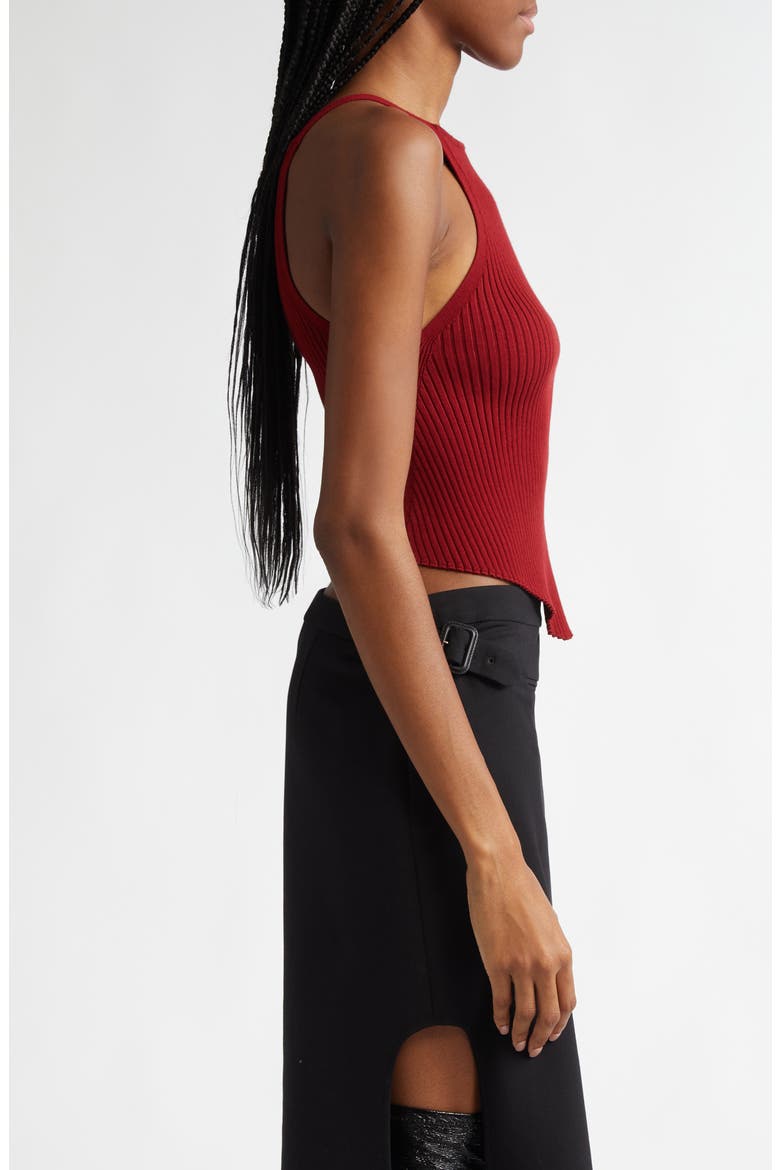 Pointy Hem Rib Tank, Alternate, color, GRENAT
