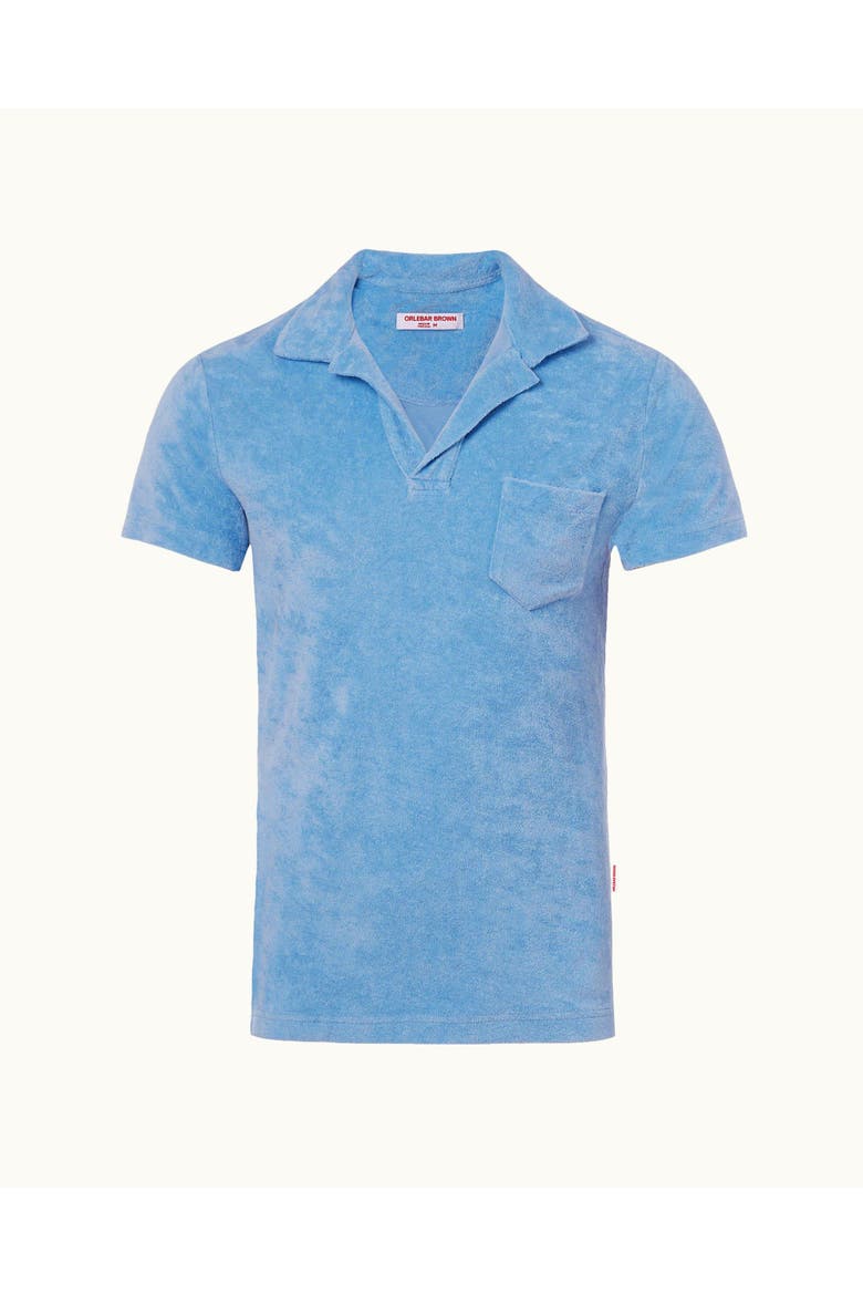 Terry Towelling Tailored Fit Towelling Polo Shirt, Alternate, color, RIVIERA