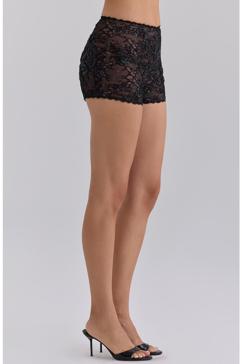 Mariselle Embellished Lace Micro Shorts, Alternate, color, BLACK