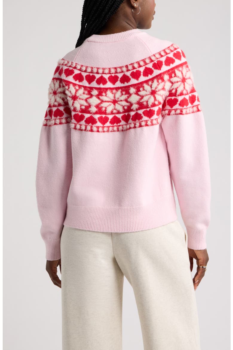 Fair Isle Crewneck Sweater, Alternate, color, RED- IVORY CLARA MIX FAIRISLE