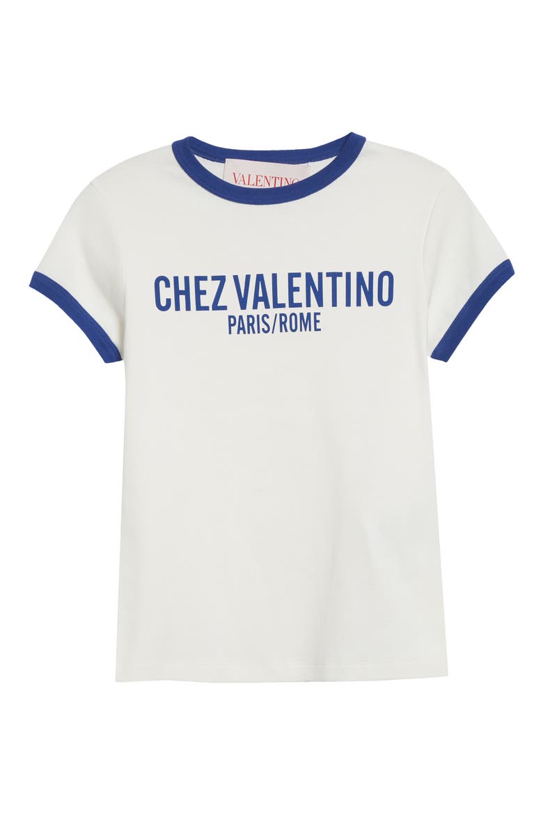 Chez Valentino Ringer T-Shirt, Alternate, color, AVORIO/BLU ELETTRICO