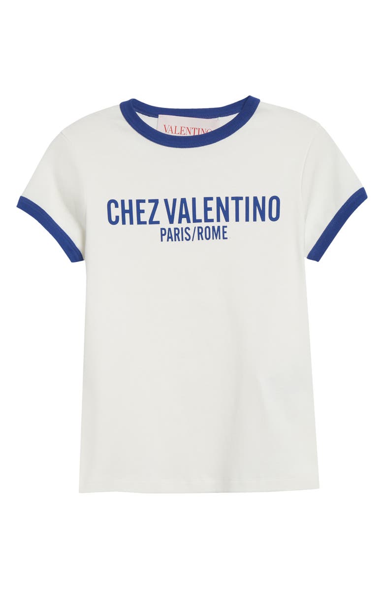 Valentino Garavani Chez Valentino Ringer T-Shirt, Alternate, color, Ivory/ Blue
