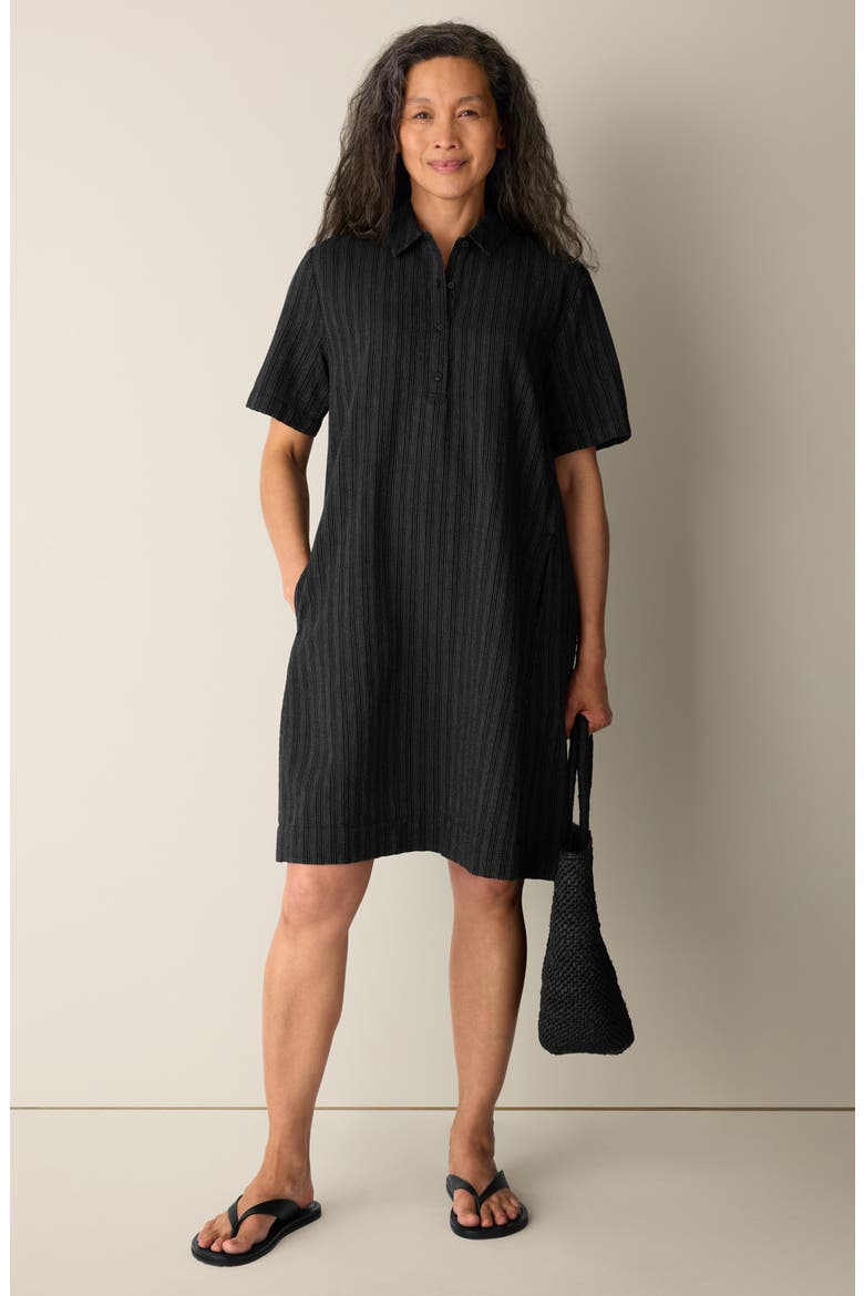Classic Collar Shirtdress, Alternate, color, BLACK WHITE