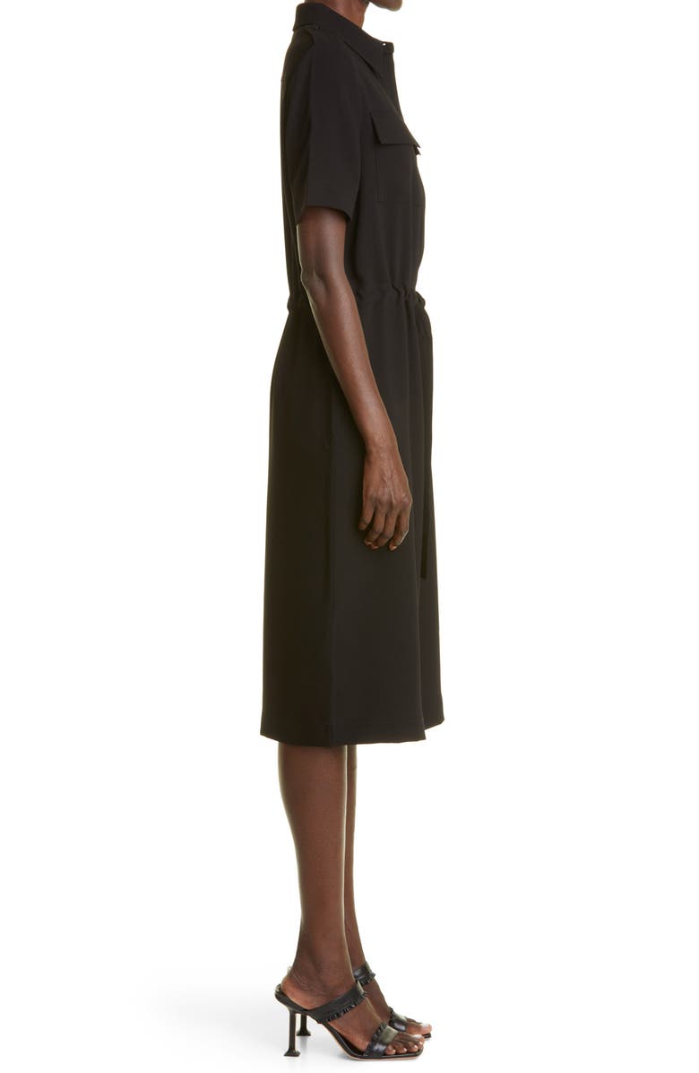 ST. JOHN Drawstring Waist Crepe Midi Shirtdress, Alternate, color,