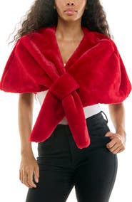 Nina Leonard Faux Fur Pull-Through Stole