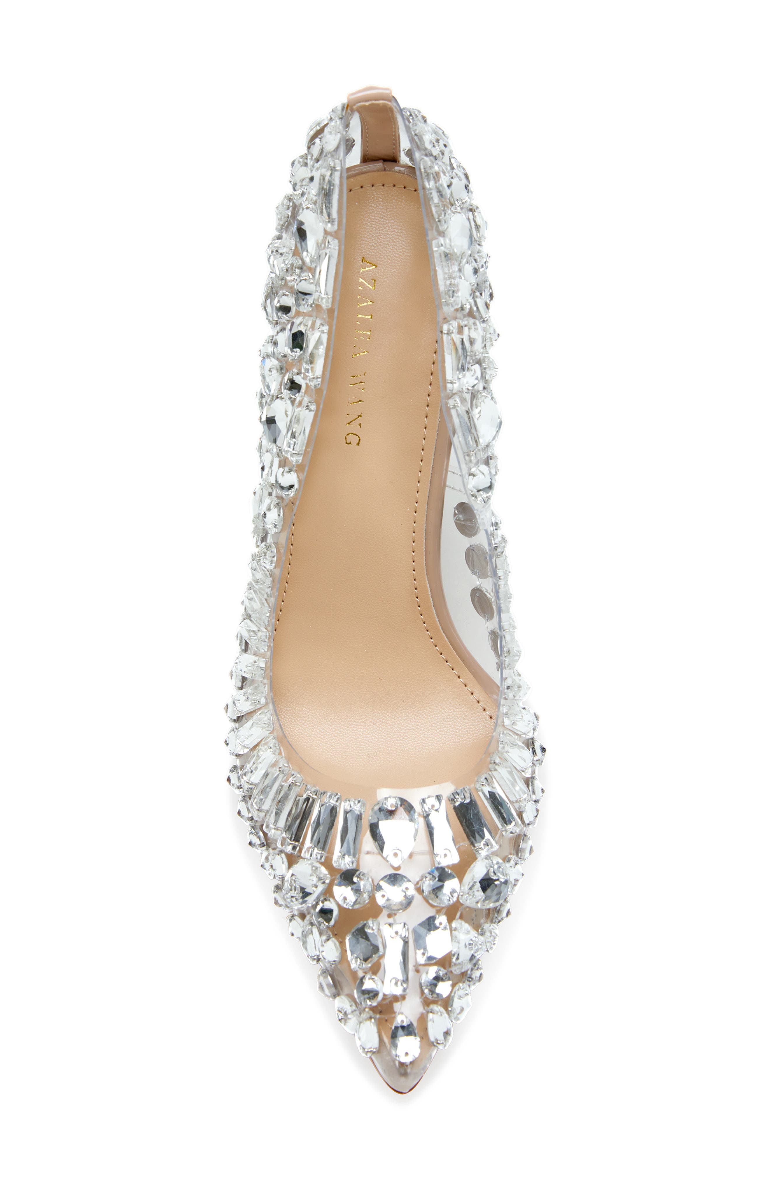 AZALEA WANG Bonnie Crystal Studded Translucent Pump, Alternate, color, Silver