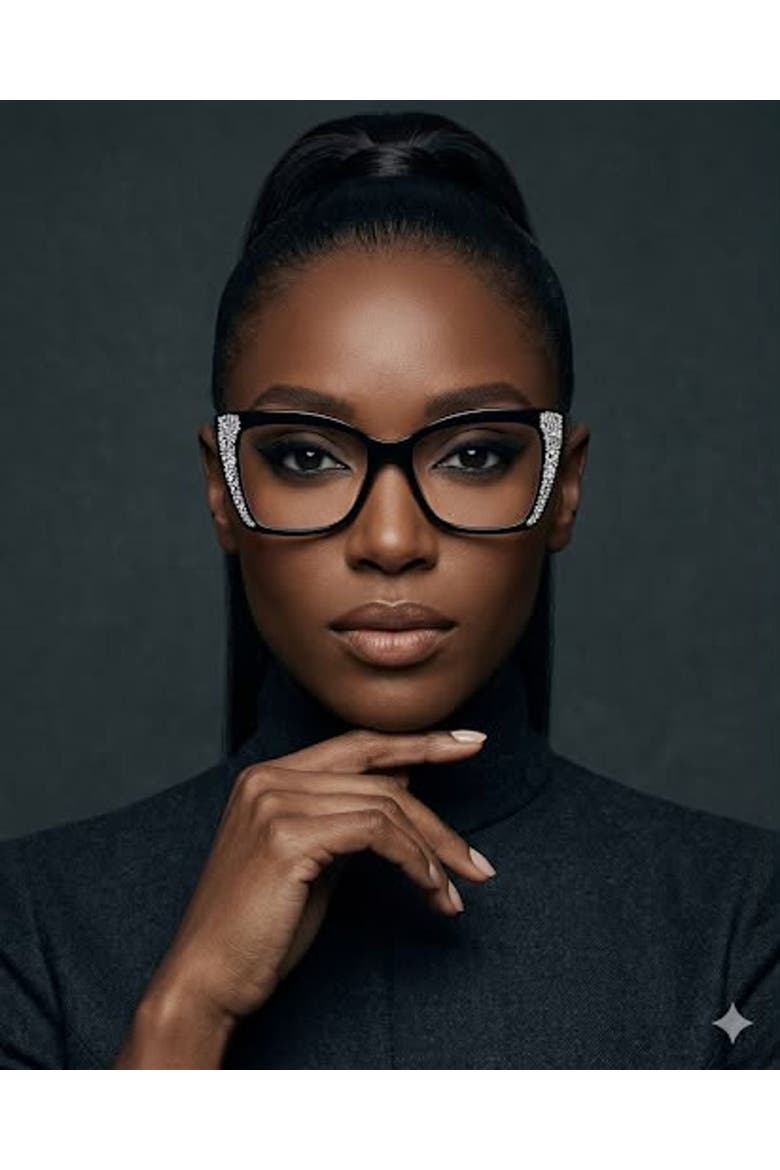 Sparkle Queen Eyeglasses, Alternate, color, Black