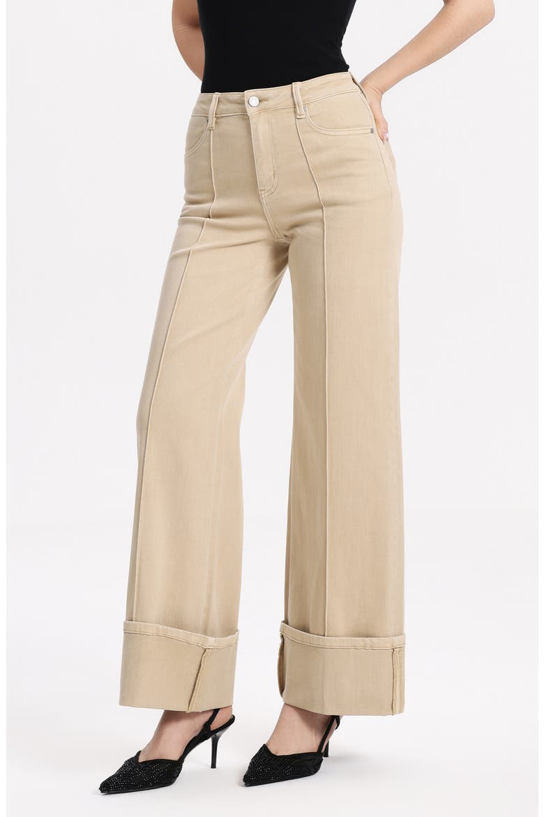 Seamed Mid Rise Wide Leg Jeans, Alternate, color, LIGHT KHAKI