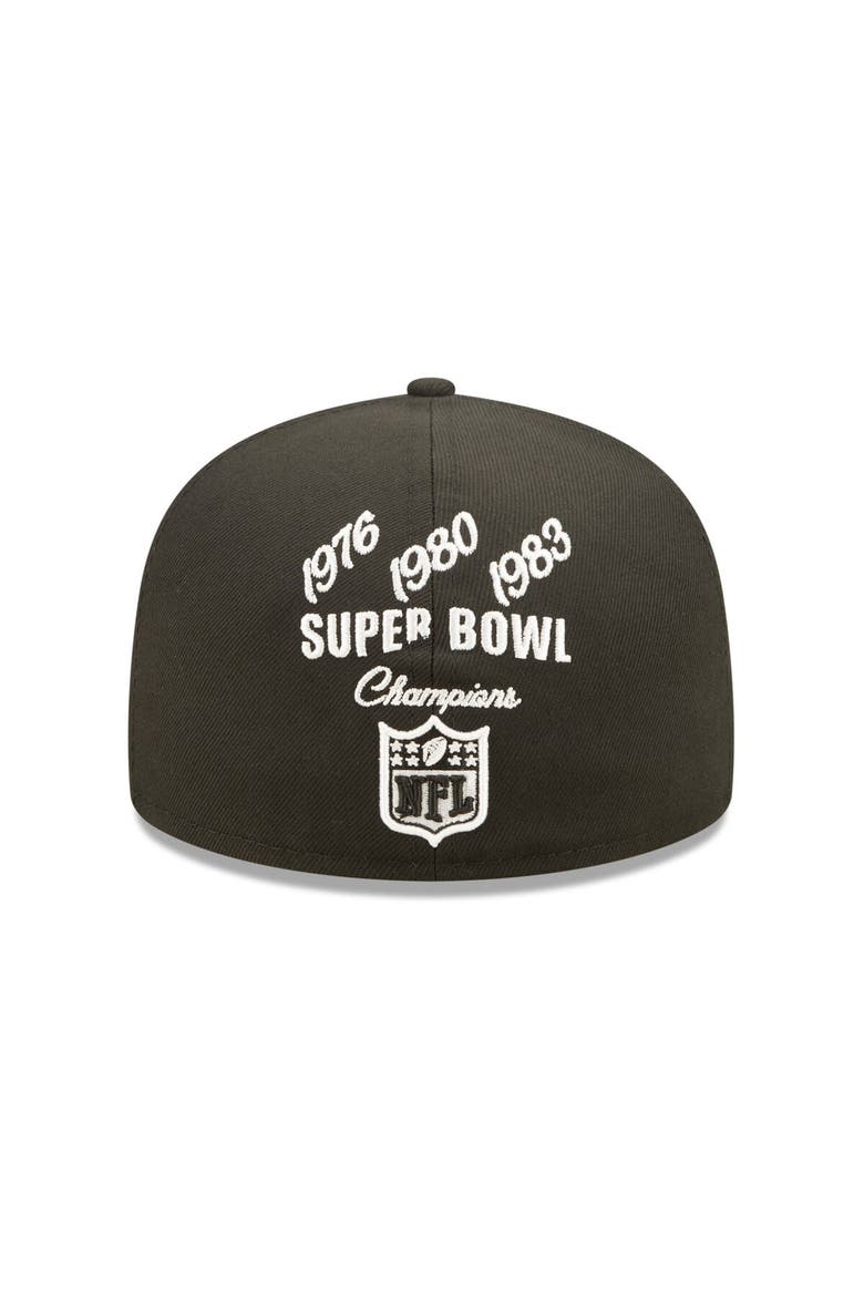 Men's New Era Black Las Vegas Raiders Crown 3x Super Bowl Champions 59FIFTY Fitted Hat, Alternate, color, Black