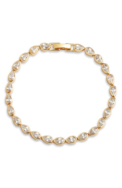 Pear Cubic Zirconia Bezel Tennis Bracelet