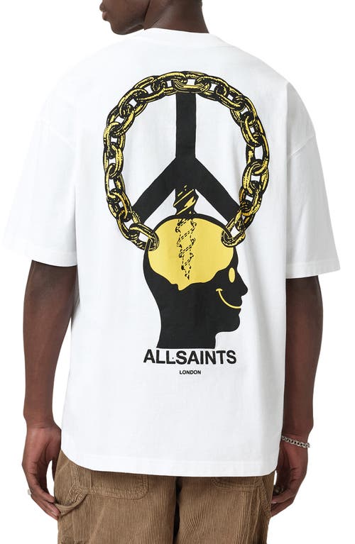 Allsaints Oversized Screwed Logo Graphic Tee In White